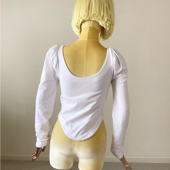 Free People White Long Sleeve Top SZ S - Picture 3 of 5